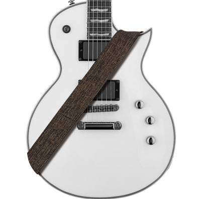 AMUMU Cotton Linen Woven Brown with Pick Holder Guitar Strap -HL01W-BN